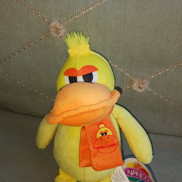 Nanco Plush Grumpy Yellow Duck Stuffed Animal with Orange Scarf. New with tags. - Picture 2 of 4